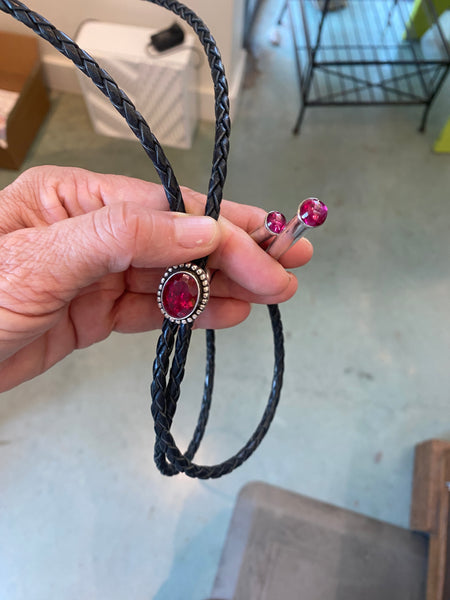 RW393 BOLO with Ruby Tips and Ruby Scarf Ring