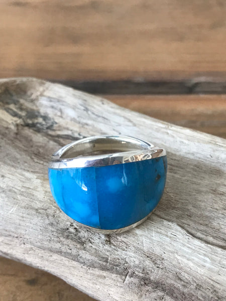 RW206 Kingman Bird's Eye Turquoise Shield Ring