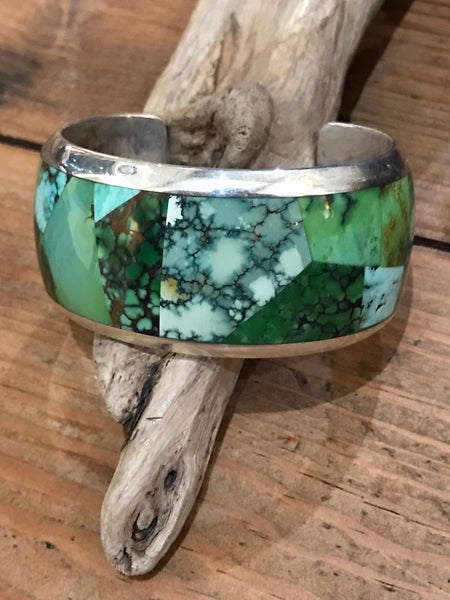 RW261 Mixed Nevada Green Turquoises Cuff