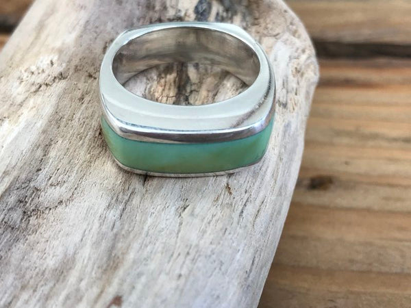 #7.5 Medium Stacker Ring Olive Green NV Variscite