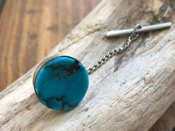 Arizona Blue Turquoise Tie Tack 14mm.